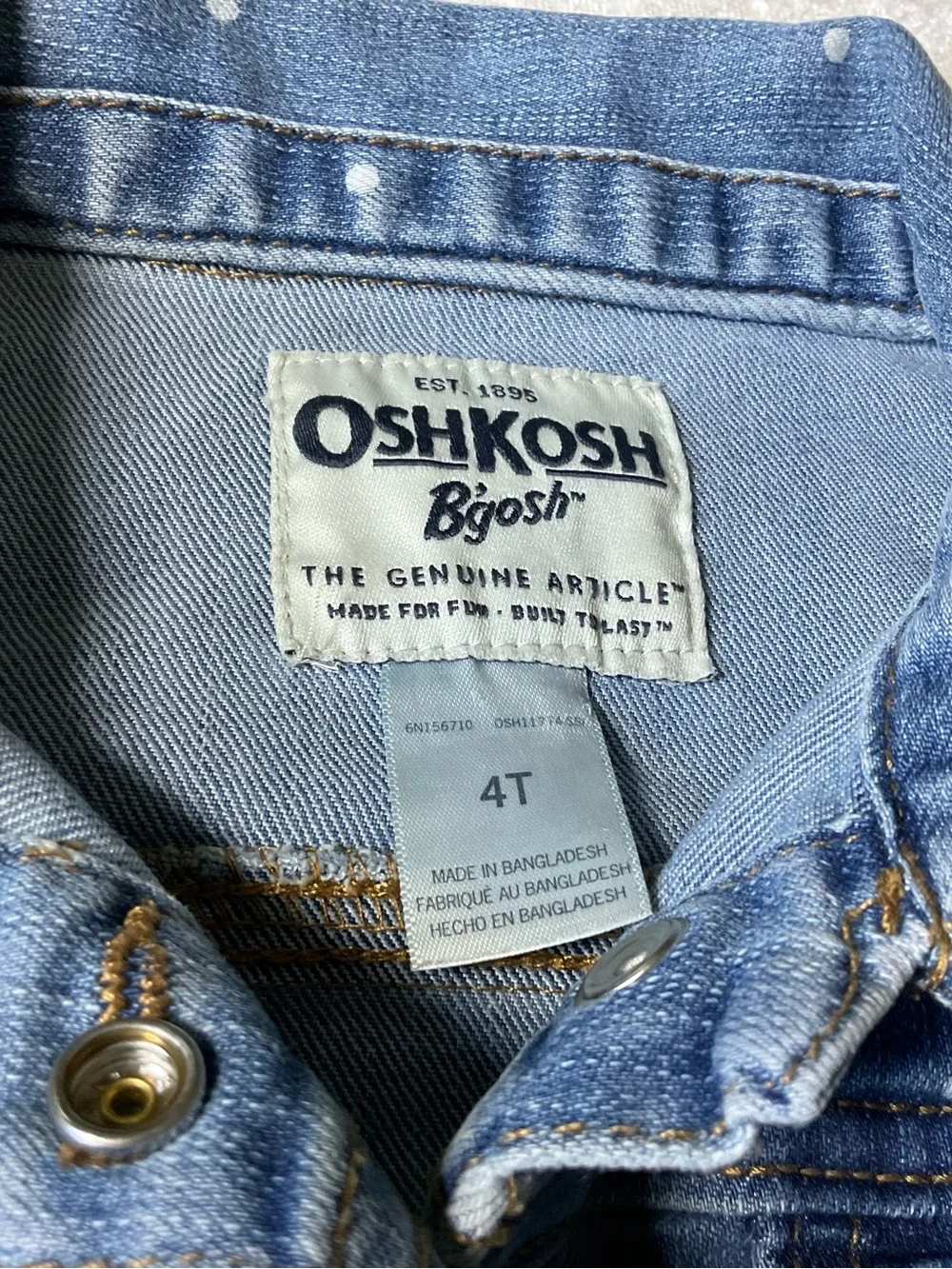 OshKosh B'gosh Light Blue Polka Dot Denim Jacket